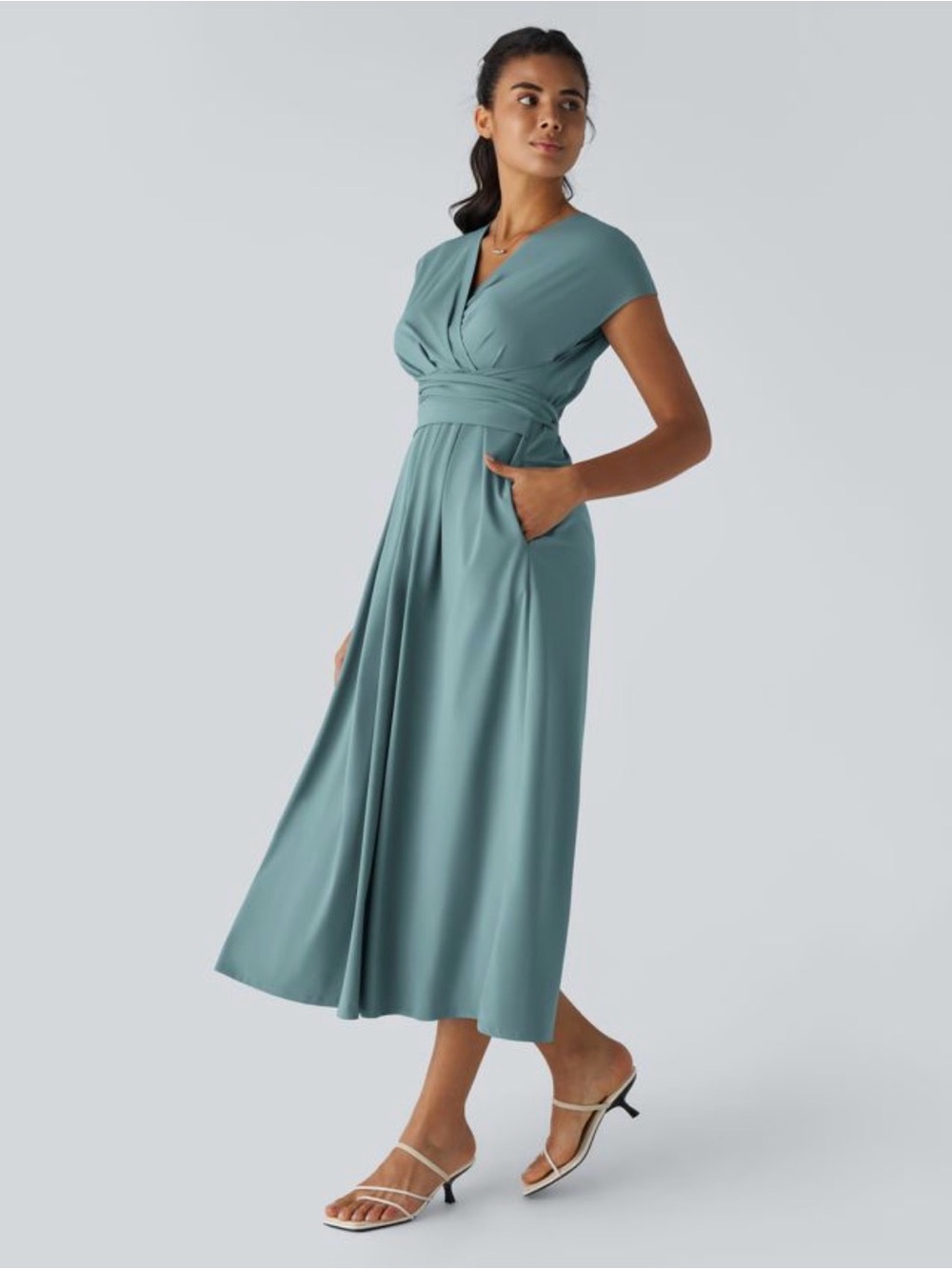 NWT HALARA Breezeful Midi Casual Dress Stone Blue Size XL - Picture 2 of 15